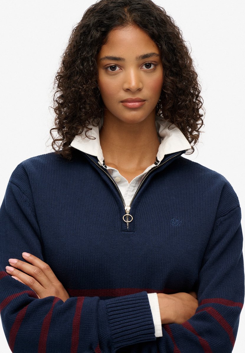 Superdry Gebreide trui met halve rits Dames Sweaters Marineblauw