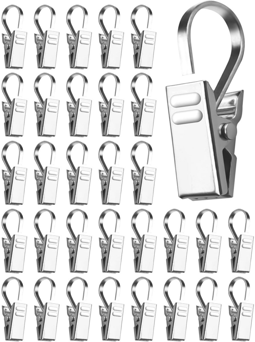 EXCITAT 100 stuks - Clips - Gordijnclips - Metalen gordijnclips - Geschikt voor gordijnen, schilderijen, douchegordijnen - Zilver