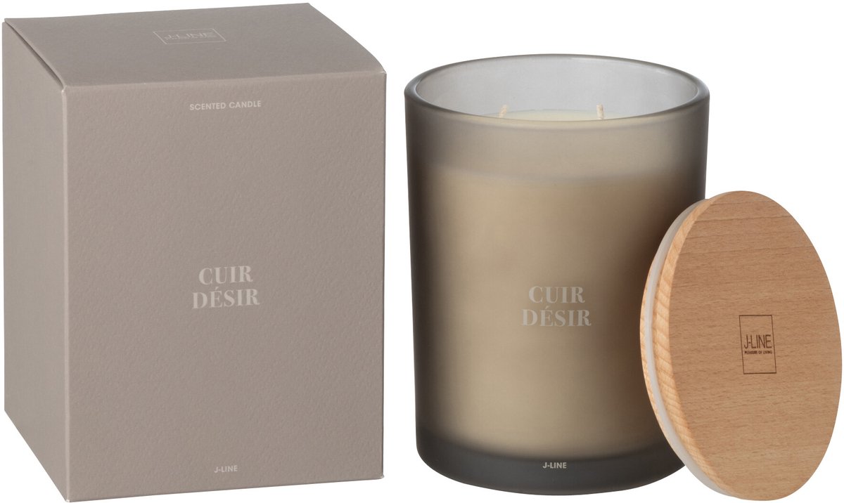 J-Line geurkaars Accords Essentiels - Cuir Désir - glas - bruin - 52U