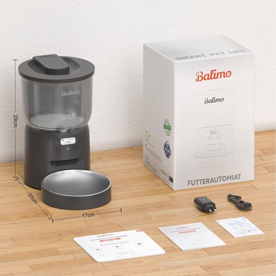 Automatische droogvoerdispenser voor katten, 4 L, Dispenser voor katten en honden, met 2,4 g, WiFi, Timer en spraakopname, 10 S, 1-10 Maaltijden per dag (Wit