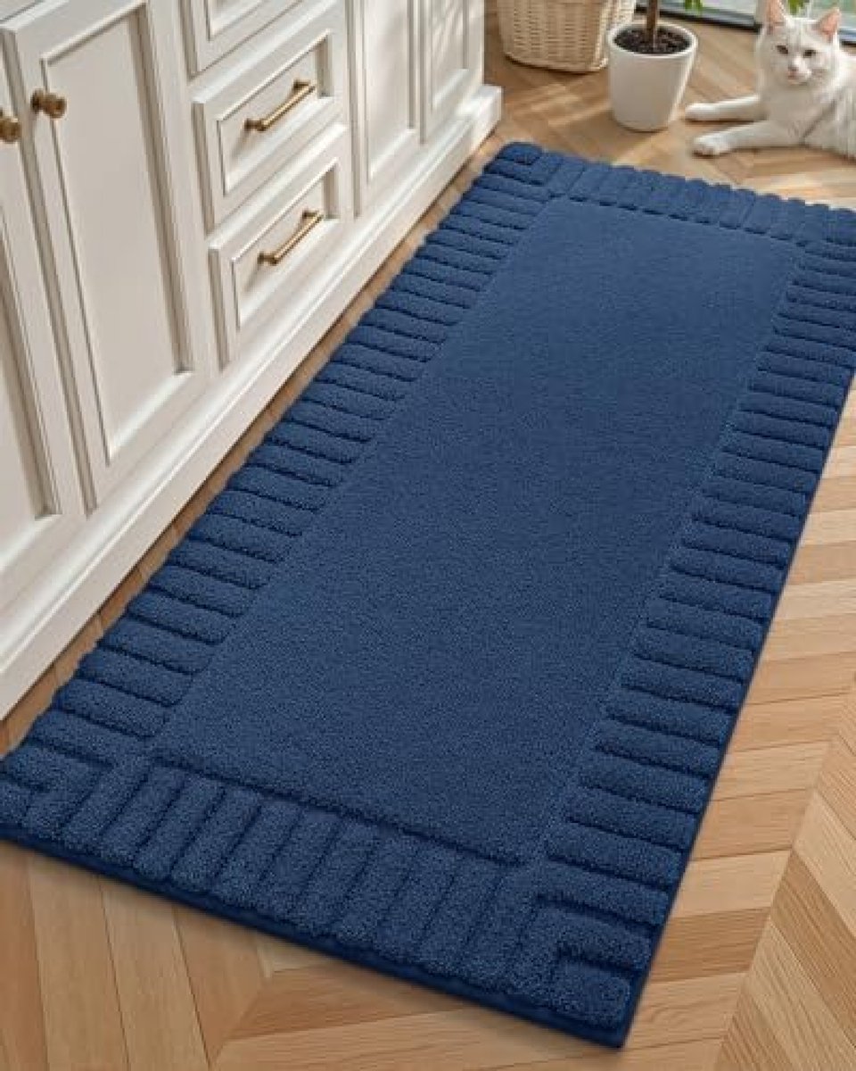 Niet-slip Badmat 60x110 cm - Absorberende Zachte Badkamer Vloermat - Wasbare Douchemat voor Badkuip en Wastafel - Blauw