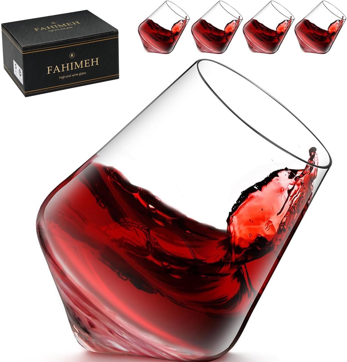 Onregelmatige Whiskyglazen - Set van 4 - Loodvrij Glas - 300 ml