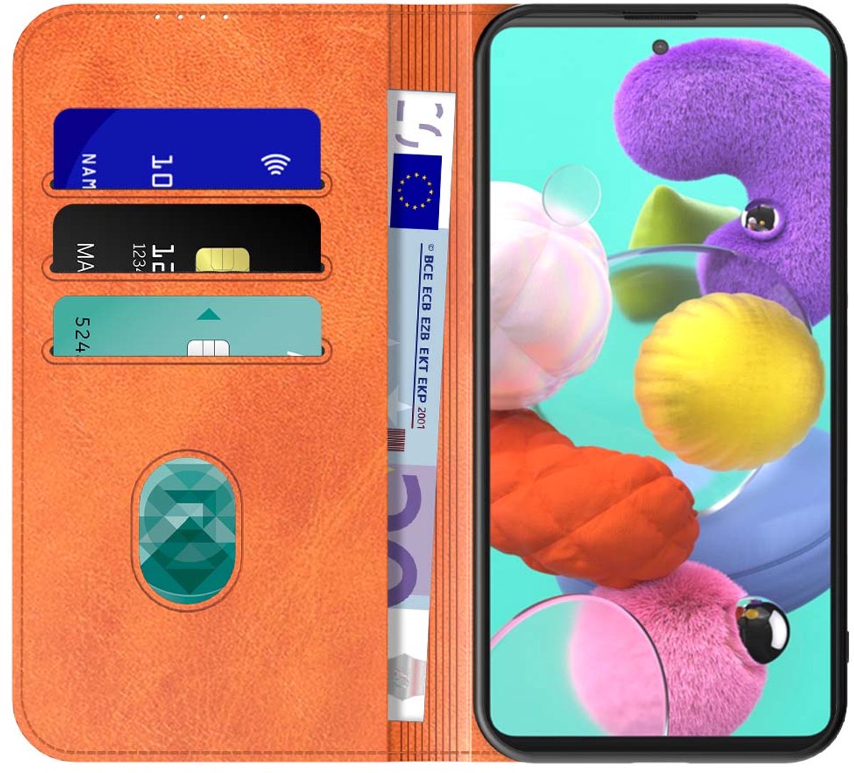 Geschikt voor Samsung Galaxy A51 Telefoonhoesje Bruin Kunstleer Met Magnetische Sluiting - Portemonnee BookCase Met Pasjeshouder - ProtX