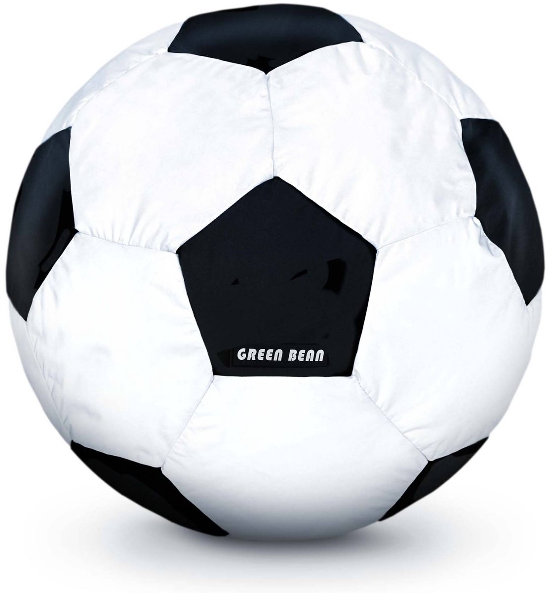 Green Bean® Football Zitzak 90cm met 250 liter EPS-korrelvulling - Ideaal voor kinderen en volwassenen - Wit/Zwart