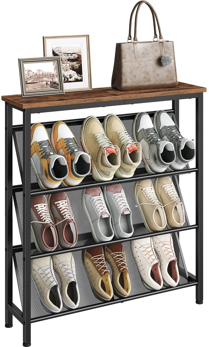 Azomor® Stijlvol en Ruimtebesparend Schoenenrek met Vier Lagen voor Hal en Garderobe