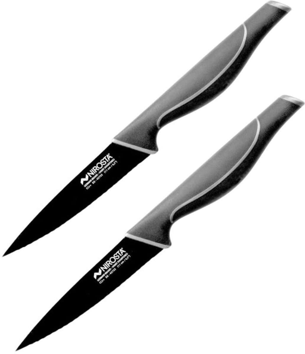 Set van 2 gekartelde keukenmessen Nirosta Black Edition