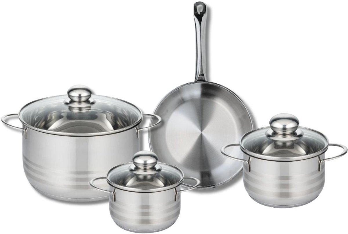 Set van 1 Koekenpan 24 cm en 3 kookpotten 14, 16 en 24 cm Elo Profi Brillant
