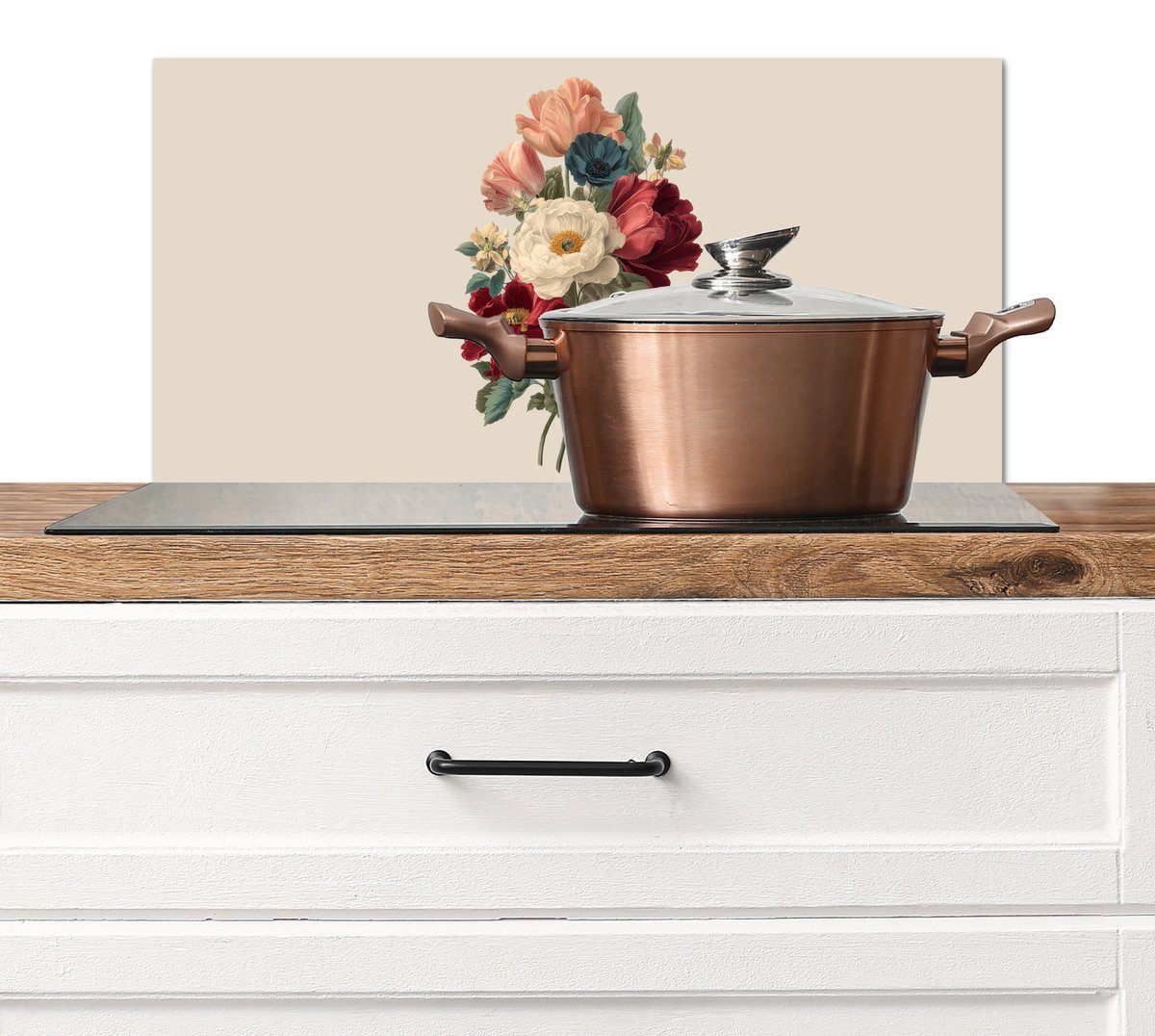 Spatscherm keuken 60x30 cm - Kookplaat achterwand Boeket - Warme tinten - Elegant - Muurbeschermer - Spatwand fornuis - Hoogwaardig aluminium