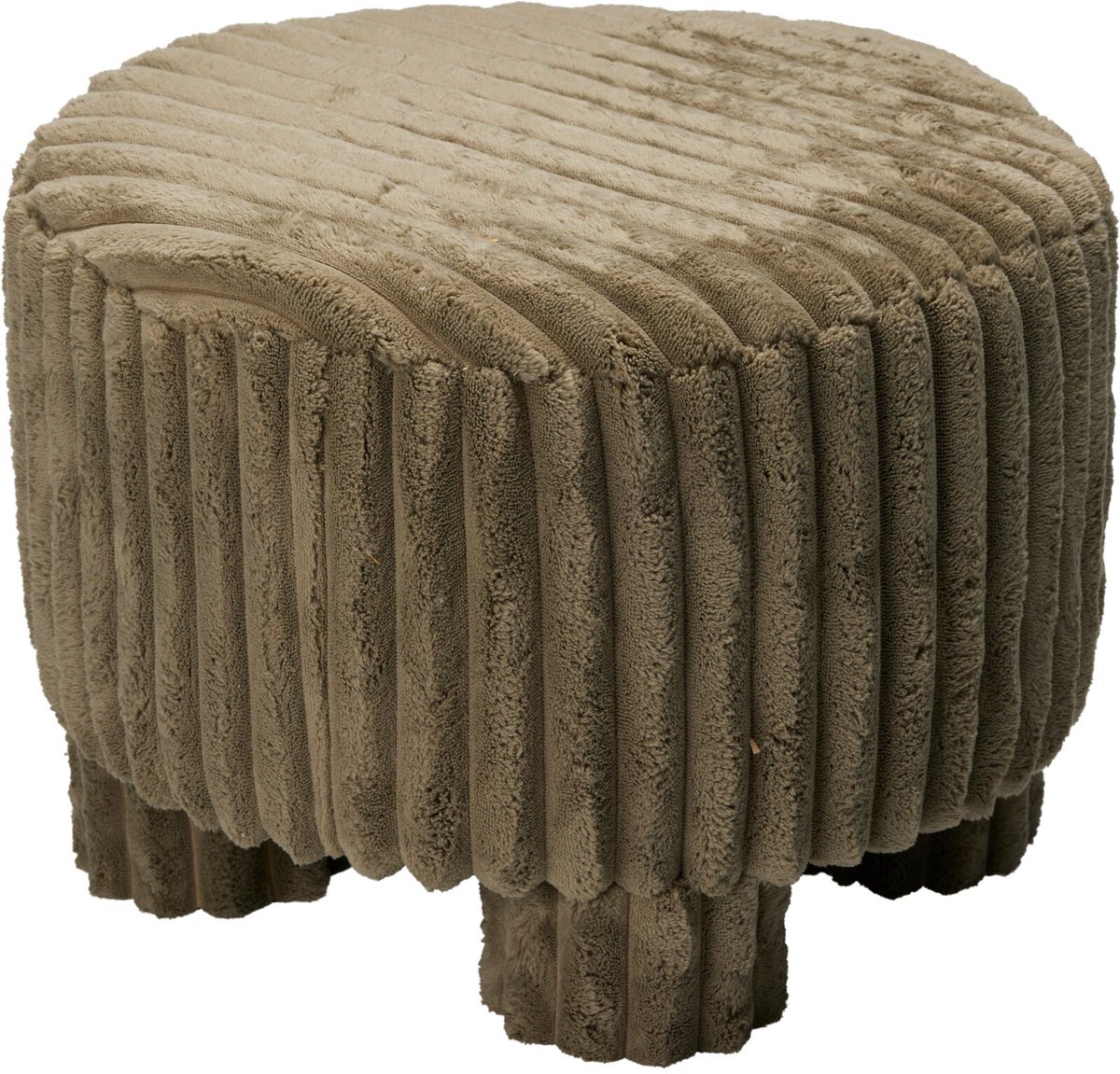 Home & Styling Corduroy Poef - Ø40xH29cm - Olijfgroen Multi