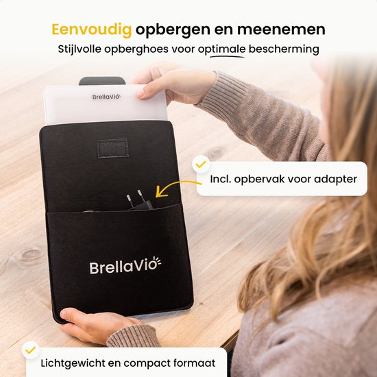 BrellaVio Daglichtlamp PRO - 12.000 Lux - Wit - Incl. Opberghoes - UV-vrije LED Lamp - Daglicht Lampen - Hobby Bureaulamp