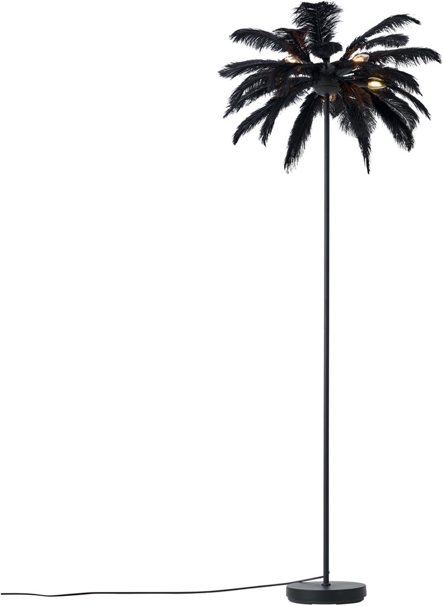 QAZQA peahen - Art Deco Vloerlamp | Staande Lamp - 5 lichts - H 160 cm - Zwart - Woonkamer