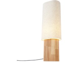QAZQA lamel - Japandi Vloerlamp | Staande Lamp met kap - 1 lichts - H 90 cm - Naturel - Woonkamer