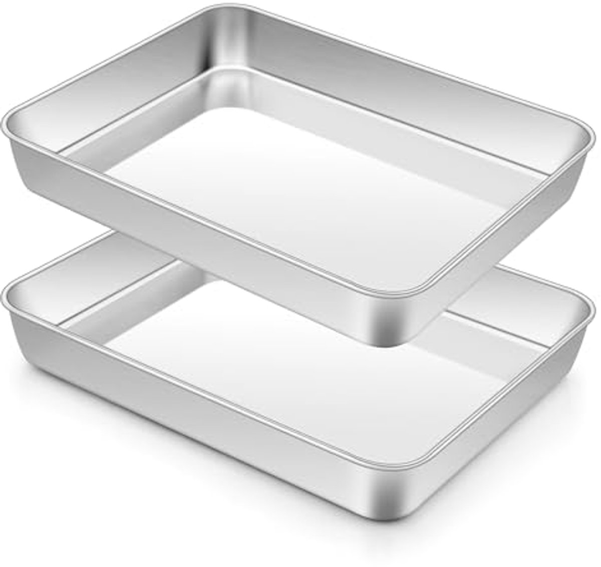 Roestvrijstalen Bakplaten Set van 2 - Diepe Vetpan en Taartplaat - Ovenvast en Vaatwasmachinebestendig - 26,5 x 20,5 x 5 cm