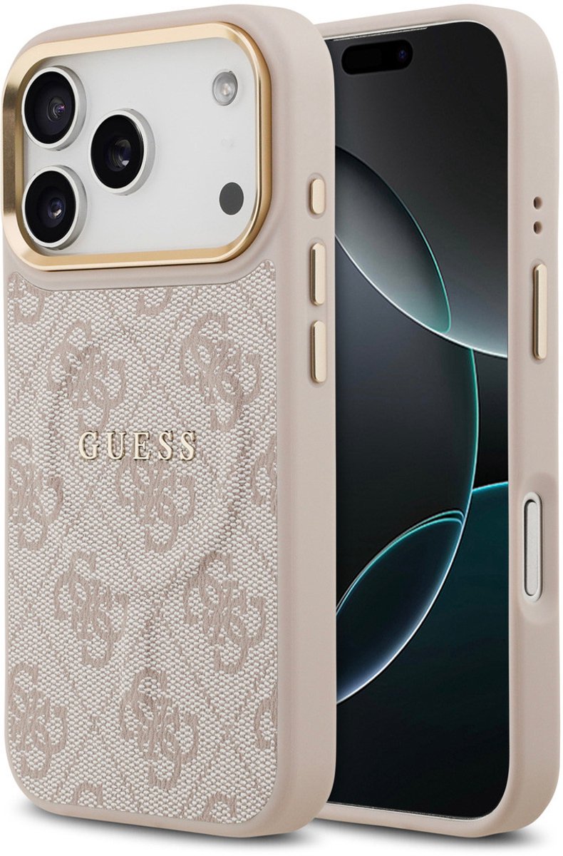 Guess Back Cover - iPhone 17 Pro - Roze - PU Leather - Magsafe met 4G Classic Logo