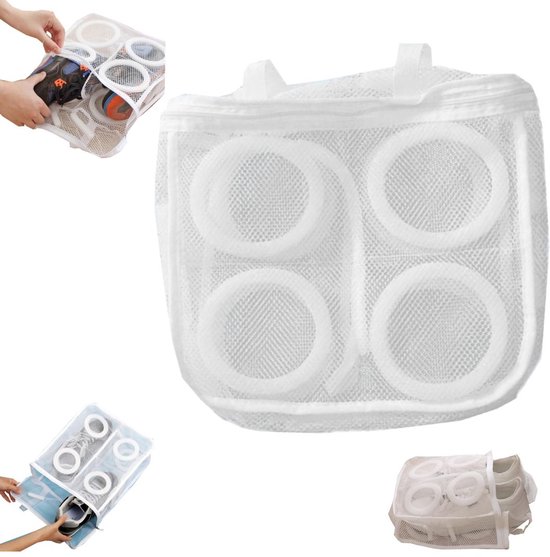 Netzak, wasmachine schoenenzak, waszak met ritssluiting, hangende