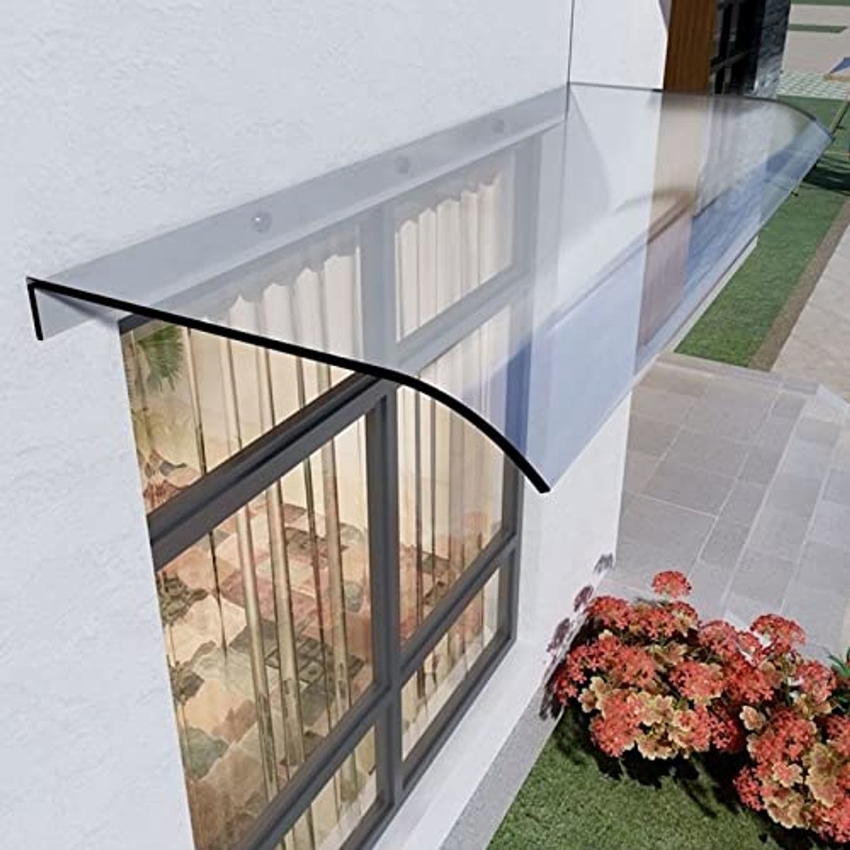 Gebogen Deurluifel voor Buiten - Transparante Schaduw voor Patio en Balkon (50x150cm)