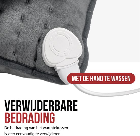 DistinQ Warmtekussen - Elektrische Kussen - Ultra Fleece - 30x40 cm - Grijs - 3 Warmtestanden met Timer - Heating Pillow - Energiezuinig