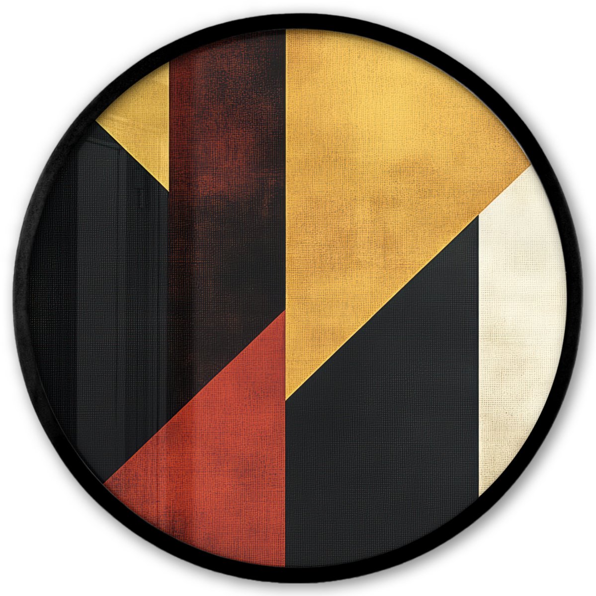 FrameYourWall Poster in lijst Rond - Fotolijst 40x40 cm - Posters - Abstract - Herfst kleuren - Goud - Vormen - Modern - Ronde posterlijst zwart - Decoratie - Wanddecoratie woonkamer - Muurdecoratie slaapkamer