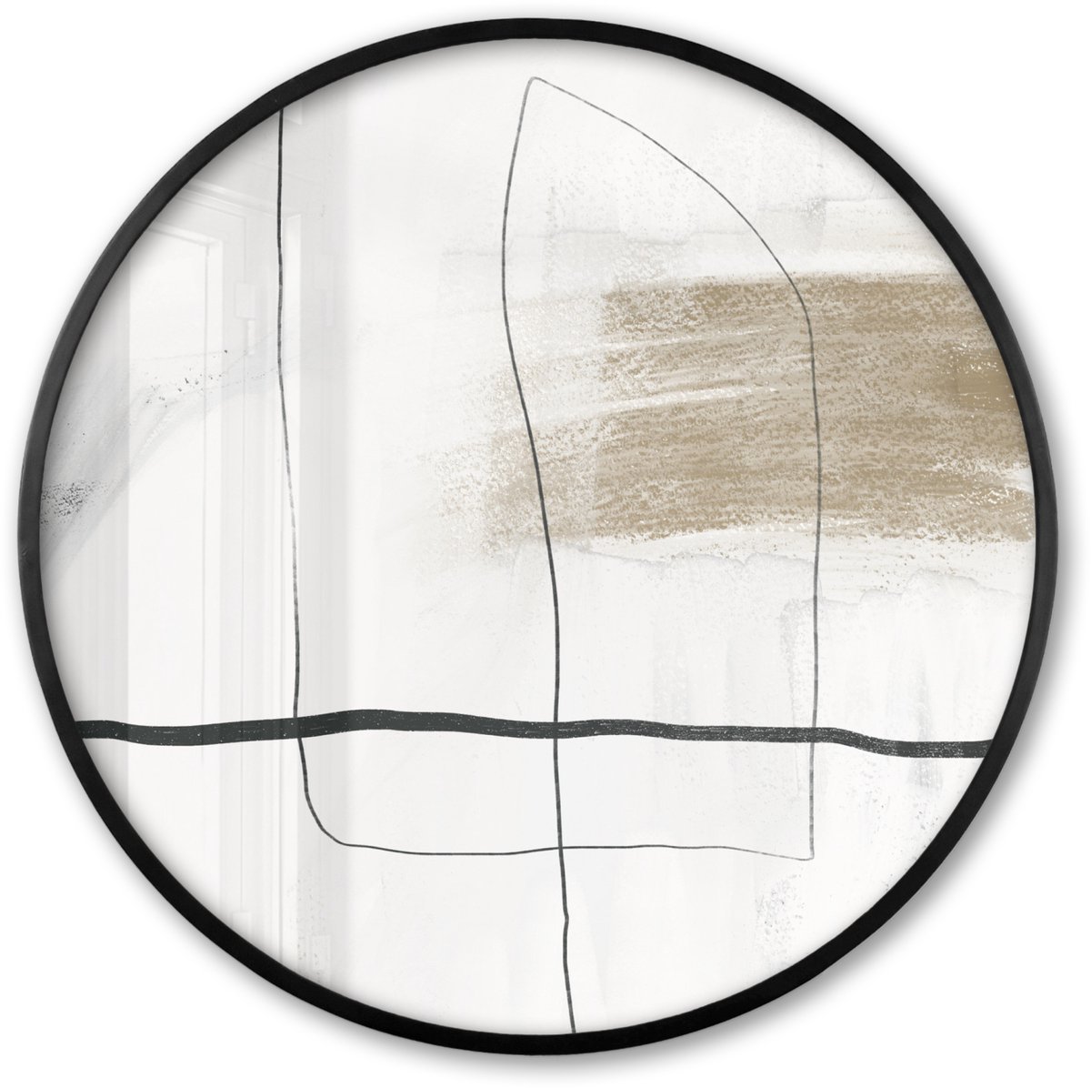 FrameYourWall Poster in lijst Rond - Fotolijst 80x80 cm - Posters - Kunst - Minimalisme - Abstract - Ronde posterlijst zwart - Decoratie - Wanddecoratie woonkamer - Muurdecoratie slaapkamer Multicolor