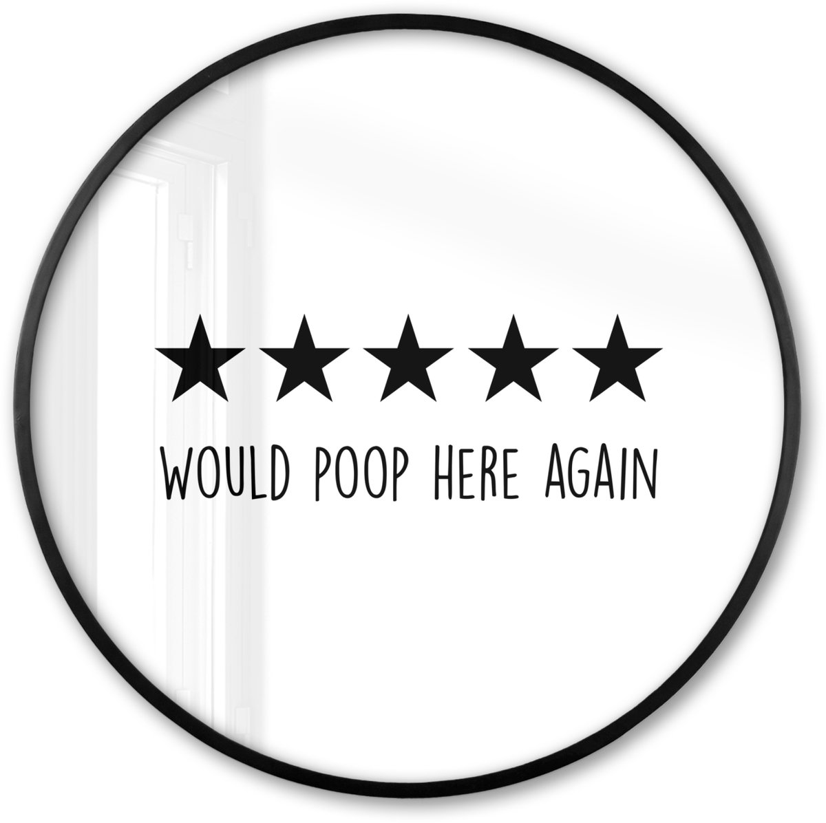 FrameYourWall Poster in lijst Rond - Fotolijst 80x80 cm - Posters - Spreuken - Would poop here again - Zwart - Quote - Ronde posterlijst zwart - Decoratie - Wanddecoratie woonkamer - Muurdecoratie slaapkamer Review