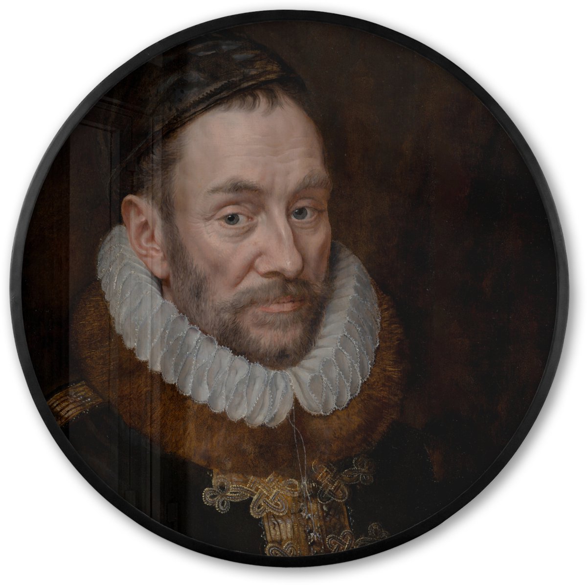 FrameYourWall Poster in lijst Rond - Fotolijst 80x80 cm - Posters - Willem van Oranje - Schilderij - Oude meesters - Kunst - Ronde posterlijst zwart - Decoratie - Wanddecoratie woonkamer - Muurdecoratie slaapkamer Multicolor