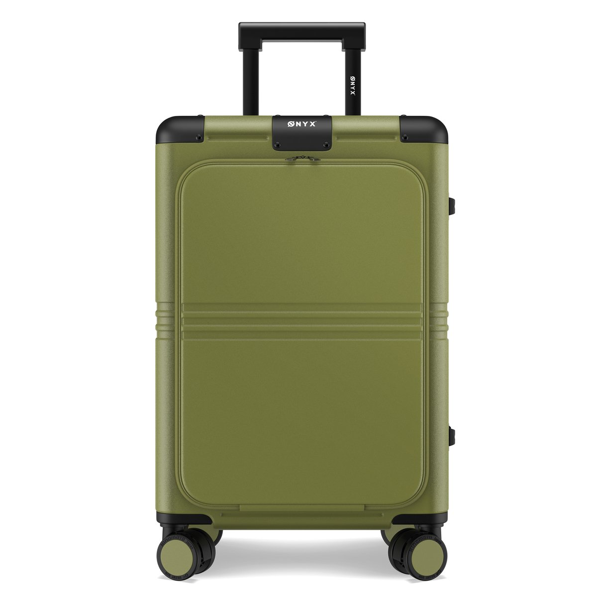 ONYX Hybrid Pro Handbagage Koffer met Voorvak 38 Liter - Gerecycled Polycarbonaat en Ritsloos Design - Reiskoffer met TSA slot en Spinner wielen - Lichtgewicht Trolley met Laptopvak - Olive Green