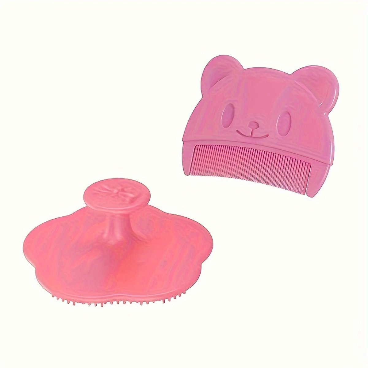 Image of 2 Stuks Deluxe Zachte Borstel Badkamerset - Zachte Ontwarringsborstels voor Alle Haartypes - Hoofdmassage & Diepe Reiniging - Comfortabele Haarverzorging, Antiklit Design - Roze
