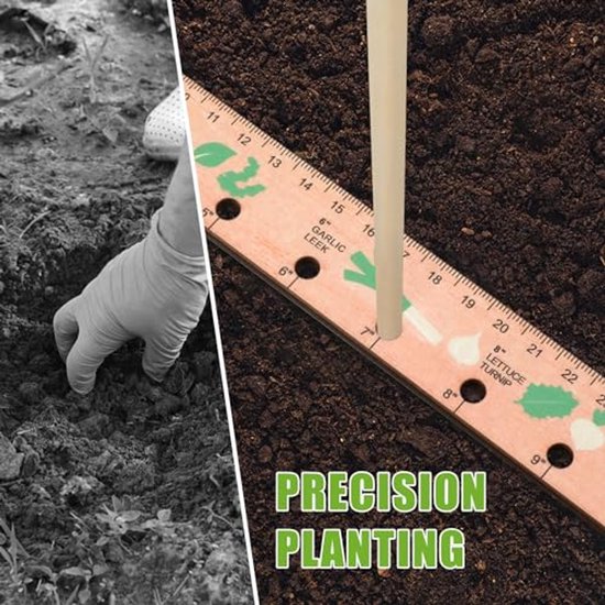 Wooden Seed Spacing Ruler with Holes, Wooden Plant Ruler Solid Seed ...