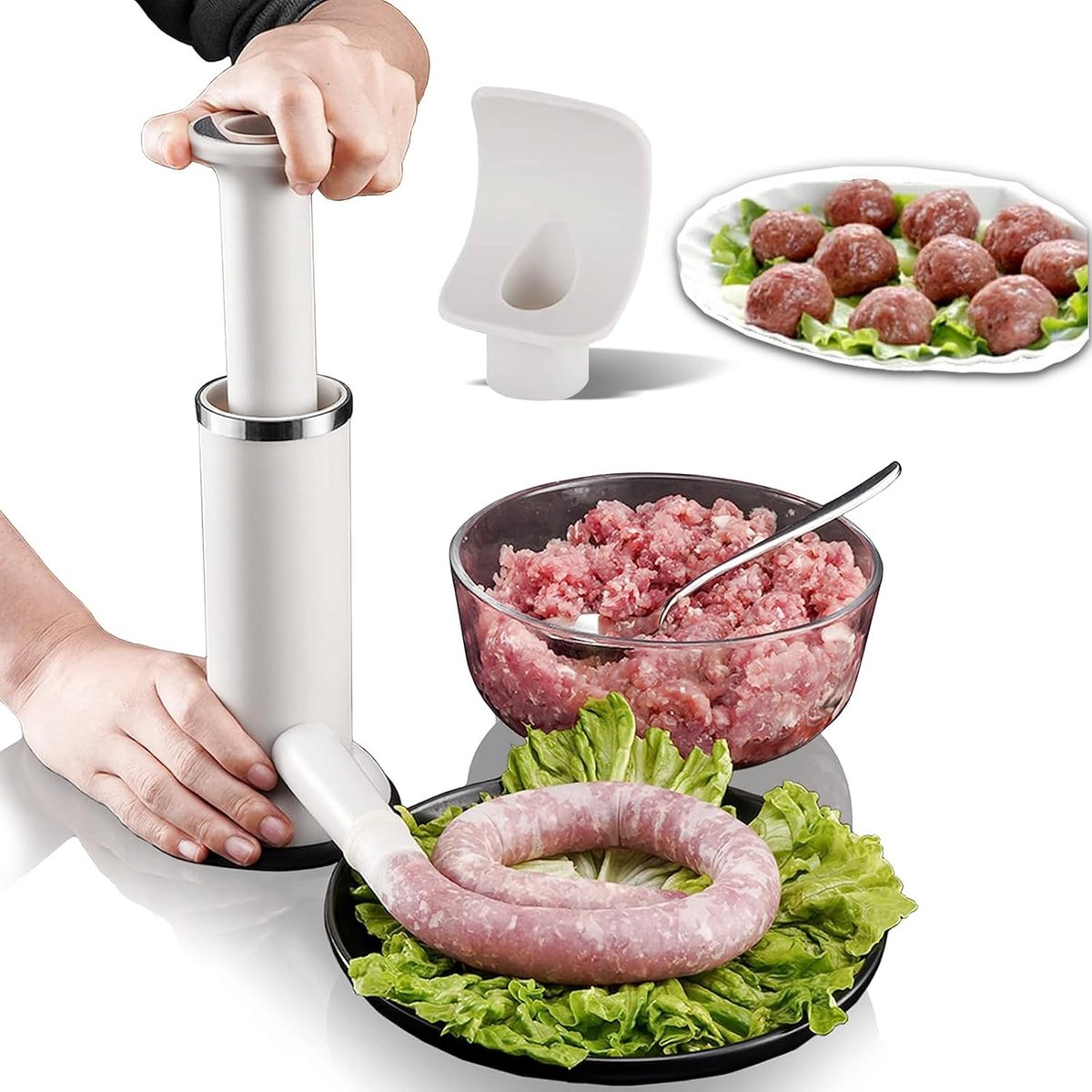 Handmatige 2-in-1 Worstvulmachine voor Heerlijke Worsten en Gehaktballen