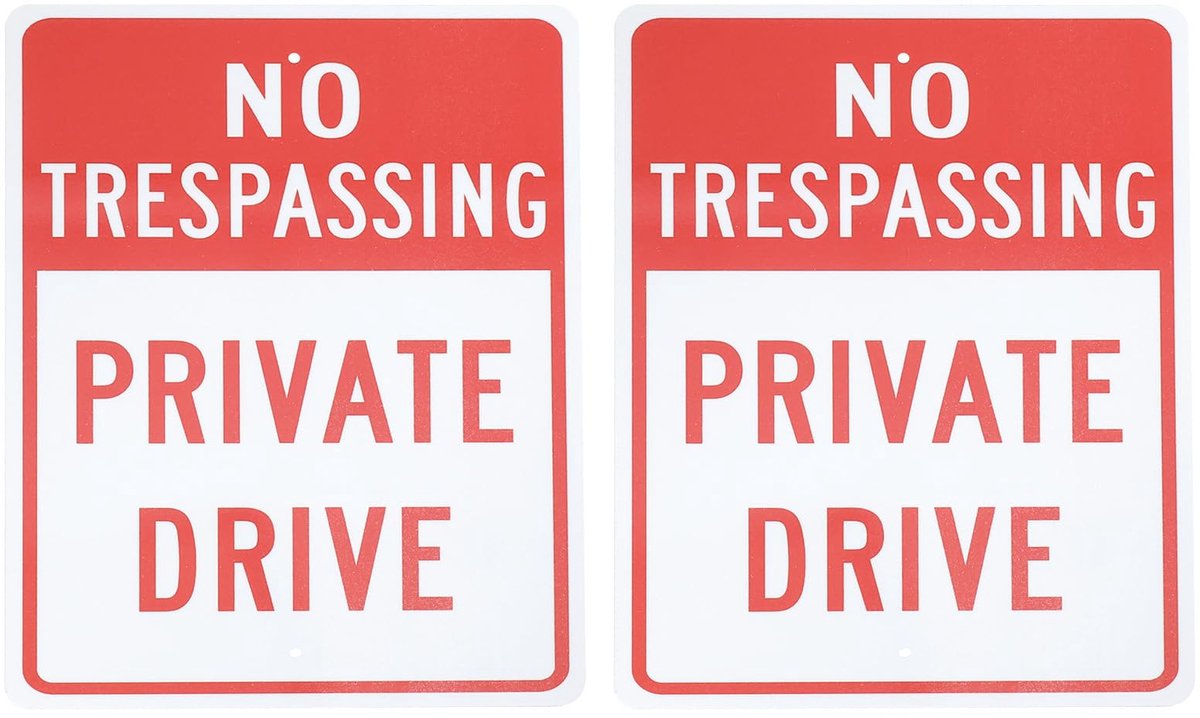 2 Stks Geen Overtreding Private Drive Sign Weerbestendige Waarschuwing Beveiliging Signage Aluminium Geschikt voor Thuis Outdoor Yard (30x20x0.1cm)