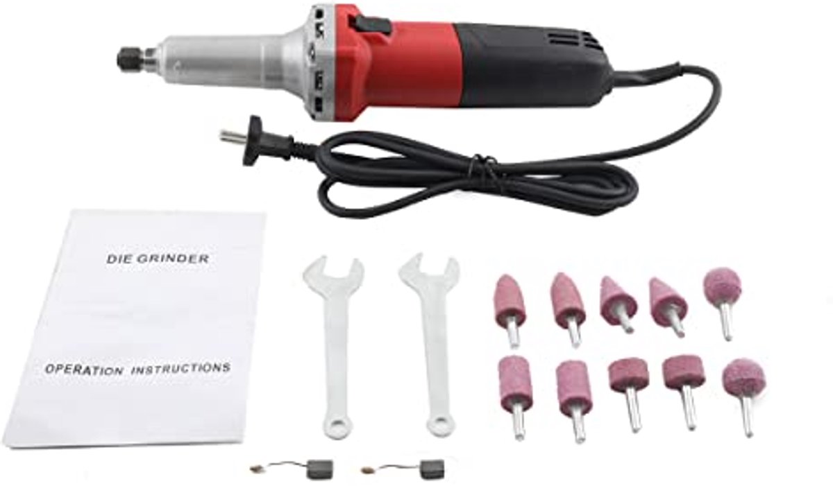 Rechtslijper 750W met Toerentalregelaar en 14 Accessoires - Slijpmachine voor Slijpen, Polijsten, Boren en Graveren