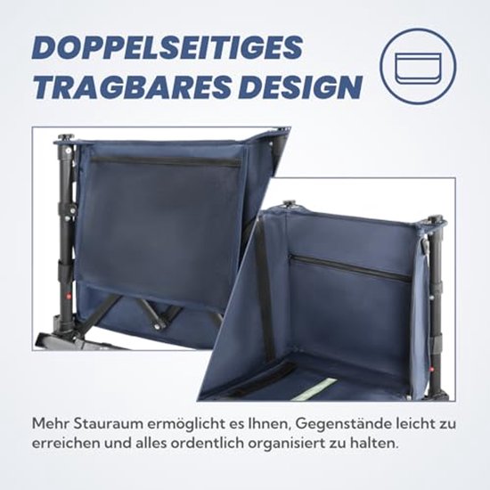 Opvouwbare Bolderkar voor 100 kg - Handwagen met Verstelbare Handgreep en Reflecterende Strepen voor Strand en Tuin van Opvouwbare Bolderkar — afbeelding 5