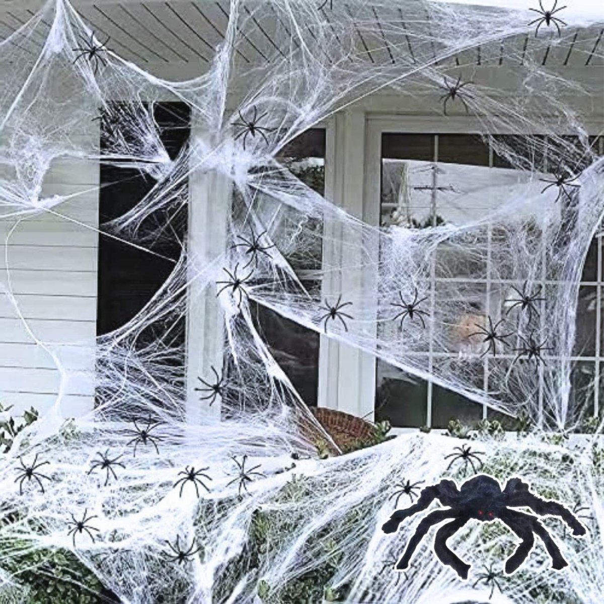 Spinnenweb Halloween Decoratie - 20m2 Groot - Incl. 21 Nep Spinnen - Halloween Decoratie - Halloween Versiering