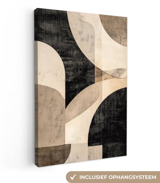 Tableau sur toile 80x120 cm - Décoration murale exclusive Abstrait - Formes - Moderne - Beige - Décoration murale salon - Décoration chambre - Accessoires chambre - Peintures sur toile