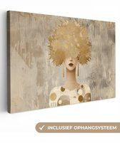 Tableau sur toile 120x80 cm - Décoration murale exclusive Goud - Portrait - Femme - Décoration murale salon - Décoration chambre à coucher - Accessoires de chambre - Tableaux sur toile