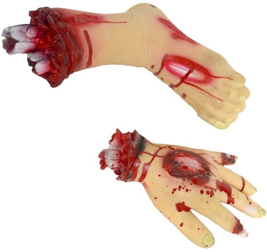 Halloween decoratie afgehakte hand en voet