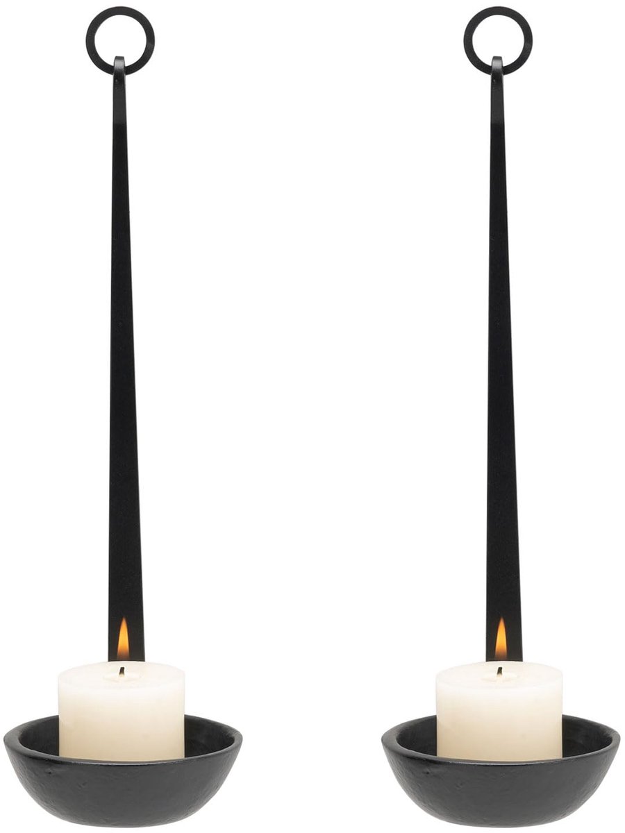 Ibenzoa® Set van twee zwarte metalen wandkandelaars voor stijlvolle muurdecoratie — cadeau in Wonen & Interieur - foto 3