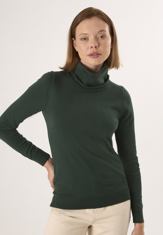 Pull col roulé Felix Hardy - 100 % Katoen pour femme - Vert - L