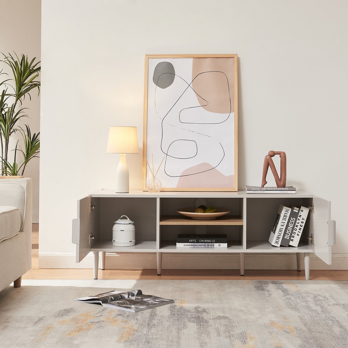 en.casa Tv-meubel Starvili 120x40x45 cm beige [en.casa]