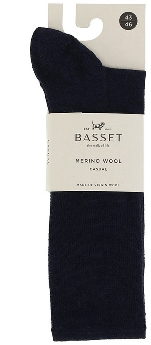 Basset unisex casual merino kniekousen blauw