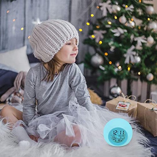 Digitale Kinderenwekker met 7 Kleuren Nachtlampje - Snooze Functie voor Bedside Tafel, Desk en Cadeau van Kalafoto — afbeelding 2