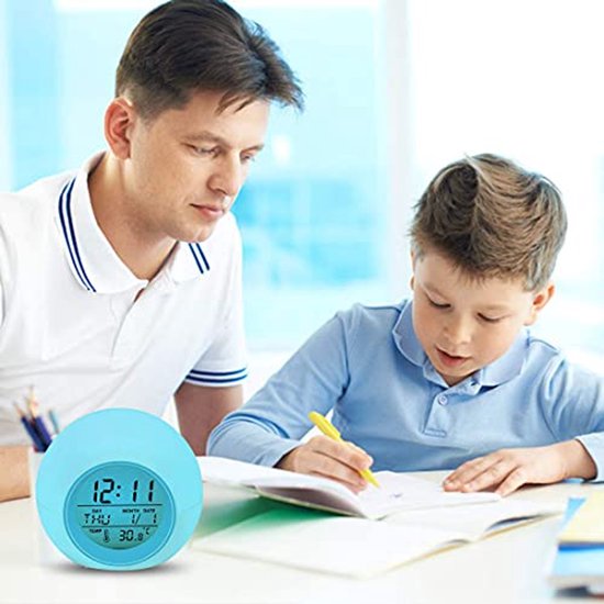 Digitale Kinderenwekker met 7 Kleuren Nachtlampje - Snooze Functie voor Bedside Tafel, Desk en Cadeau van Kalafoto — afbeelding 3