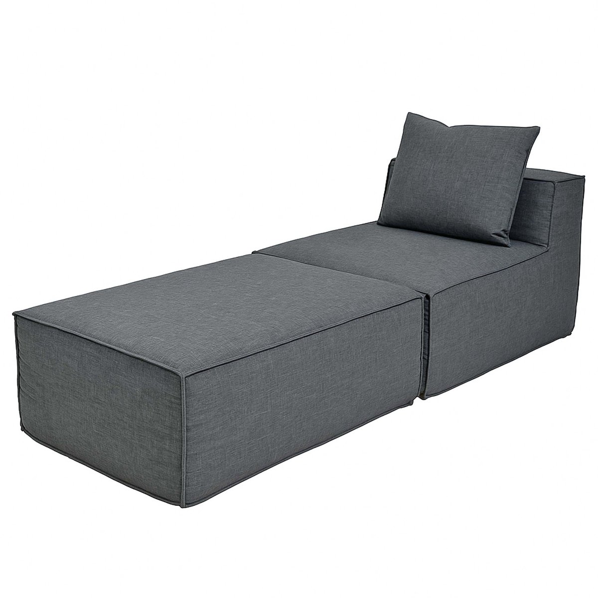 Chaise longue/accessoires voor bank MCW-O54, fauteuil ottomane recamier, stof/textiel (300 g/m²) 63x75x194 cm ~ donkergrijs