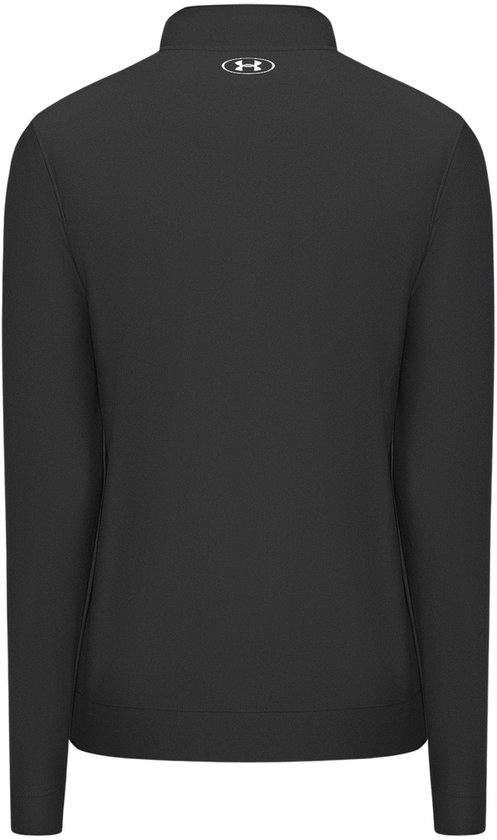 Achterkant van een zwarte trainingsjas met Under Armour logo.