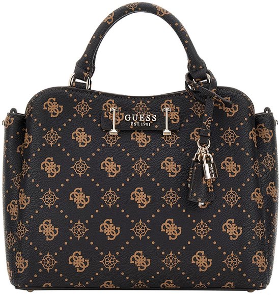 GUESS sac à main sac à épaule Silia Girlfriend Satchel Espresso Logo marron foncé