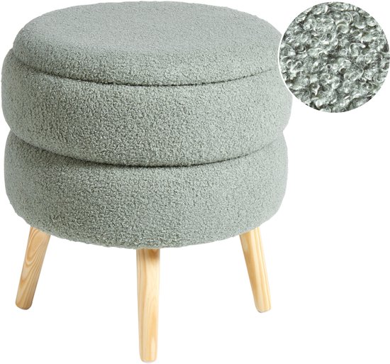 BELIANI OKATON - Tabouret avec espace de rangement - Vert - Bouclé