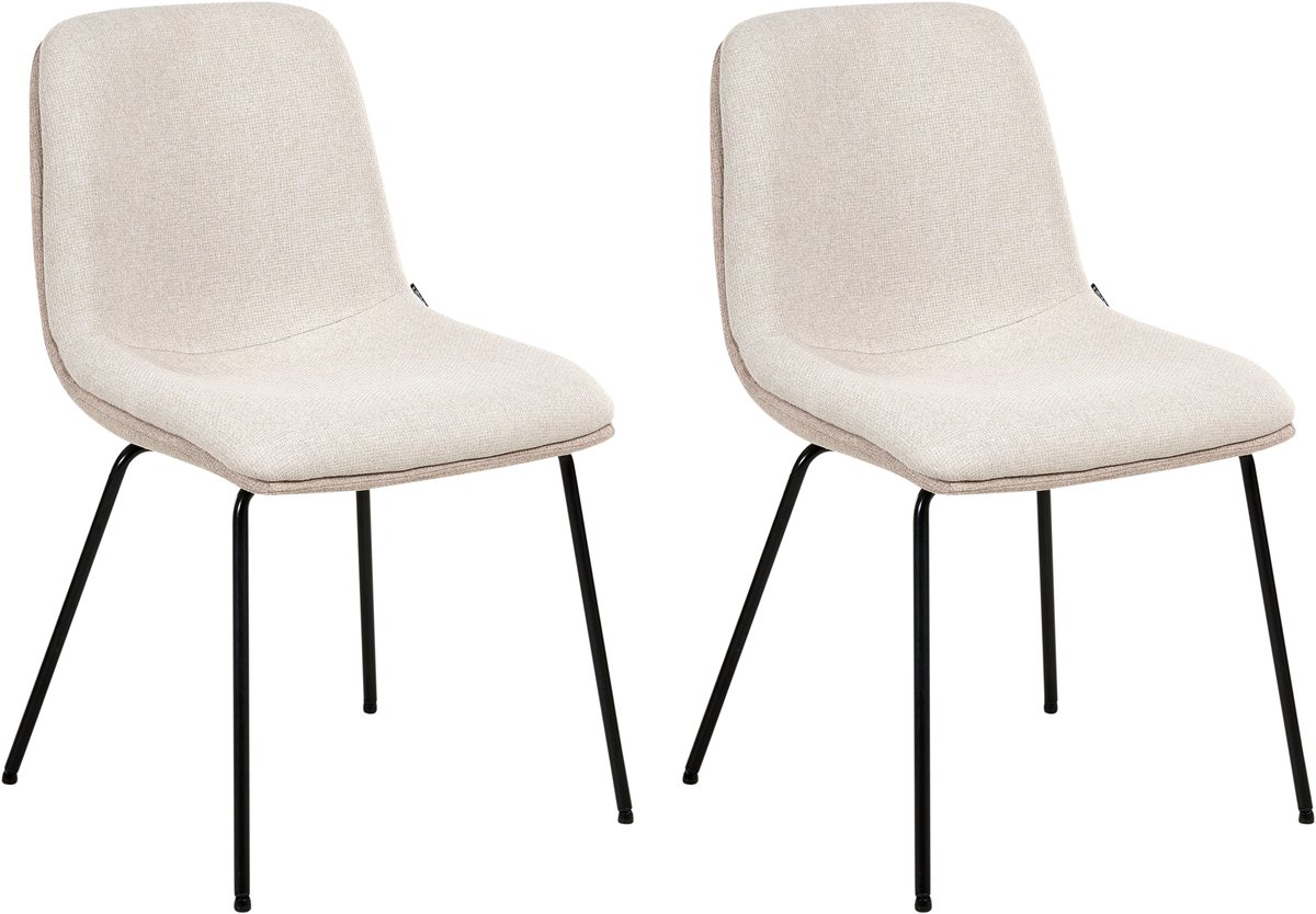 LORIDA - Eetkamerstoel set van 2 - Beige - Polyester