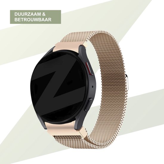 Bracelet passant milanais Bandz adapté pour Galaxy Watch 6 / 6 Classic / 5 40 mm & 44 mm / 5 Pro / 4 & Watch 4 Classic - Matériau en acier tressé de haute qualité - Bracelet milanais avec fermoir magnétique - or rose