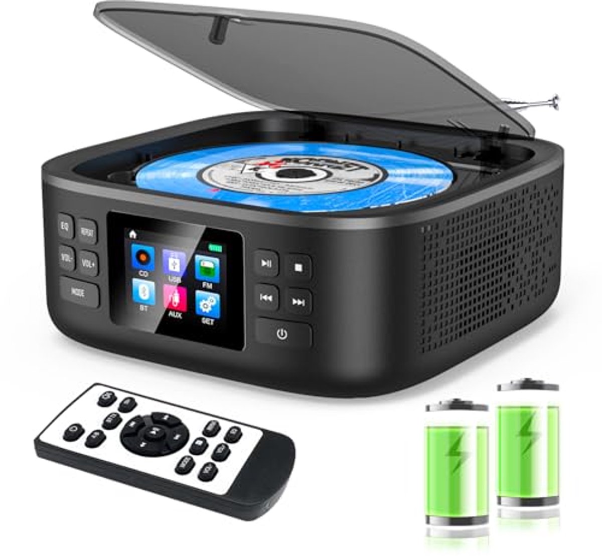 Draagbare Bluetooth CD-Speler met Dual Stereo Luidsprekers en FM-radio