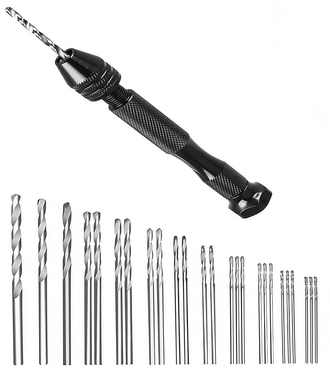 Hand Drill Set - Precision Pen Screw Stick Drill - Micro Twist Drill voor Filigree Crafts - Electronics Assembly - Model Making - Woodworking - Jewellery - DIY